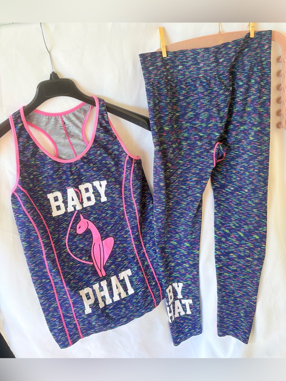 Baby Phat Navy Multicolor Tank & Legging Pajama Set with Pink Accents